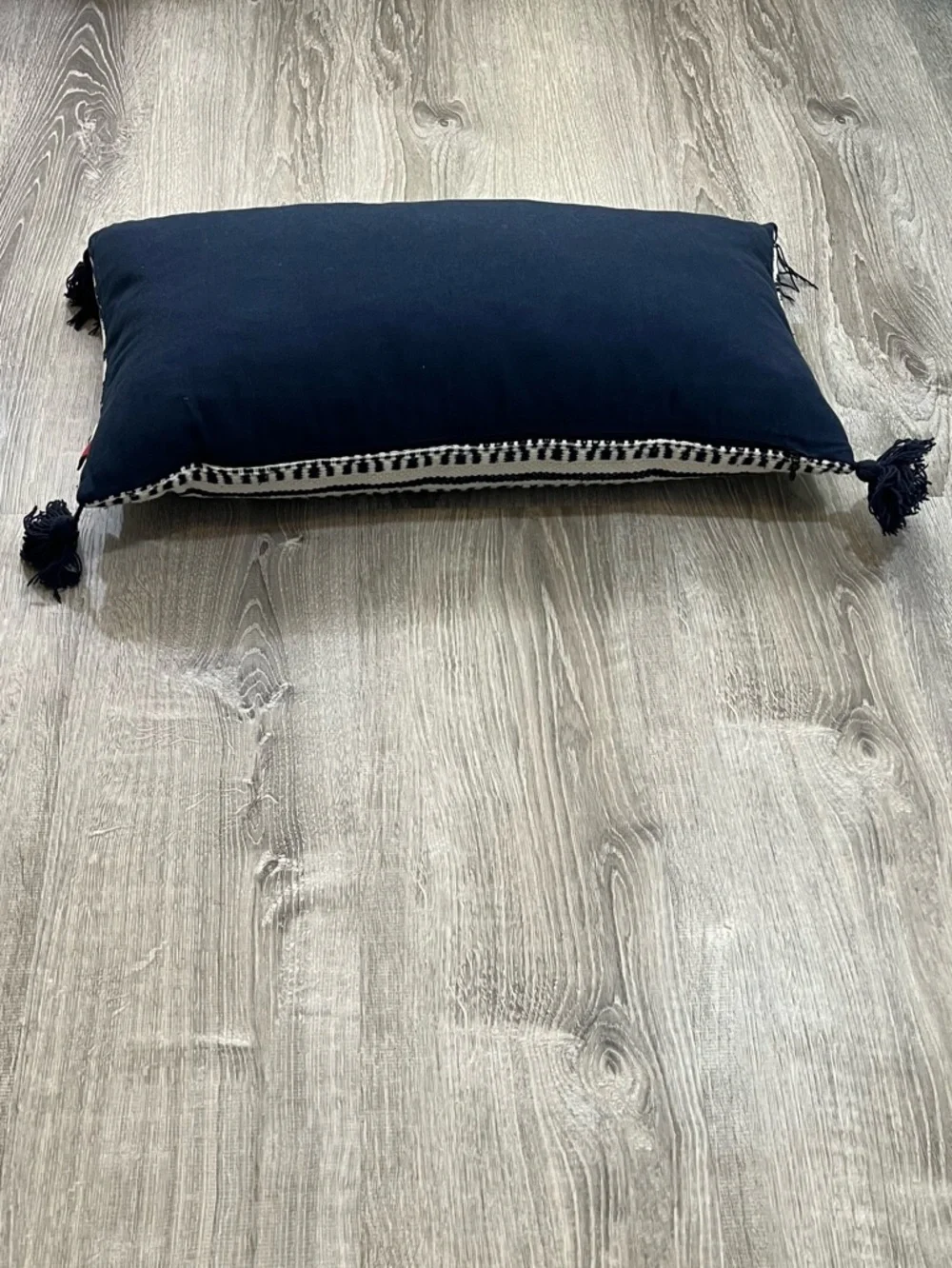 Tommy Hilfiger 27X14 Navy Blue White Feather Down Lumbar Bedroom Throw Pillow